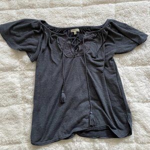 Blue Tie-Front Shirt